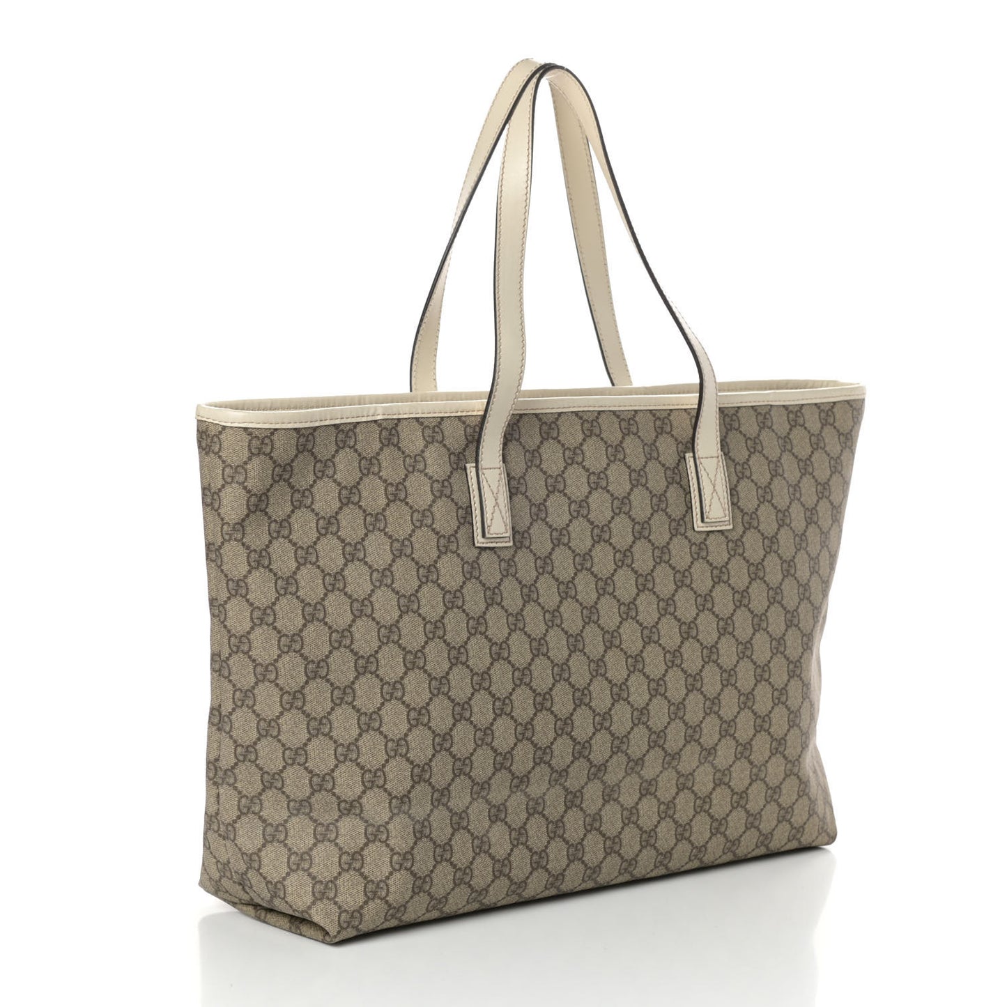 GG Supreme Monogram Large Zippered Shopping Tote Off White