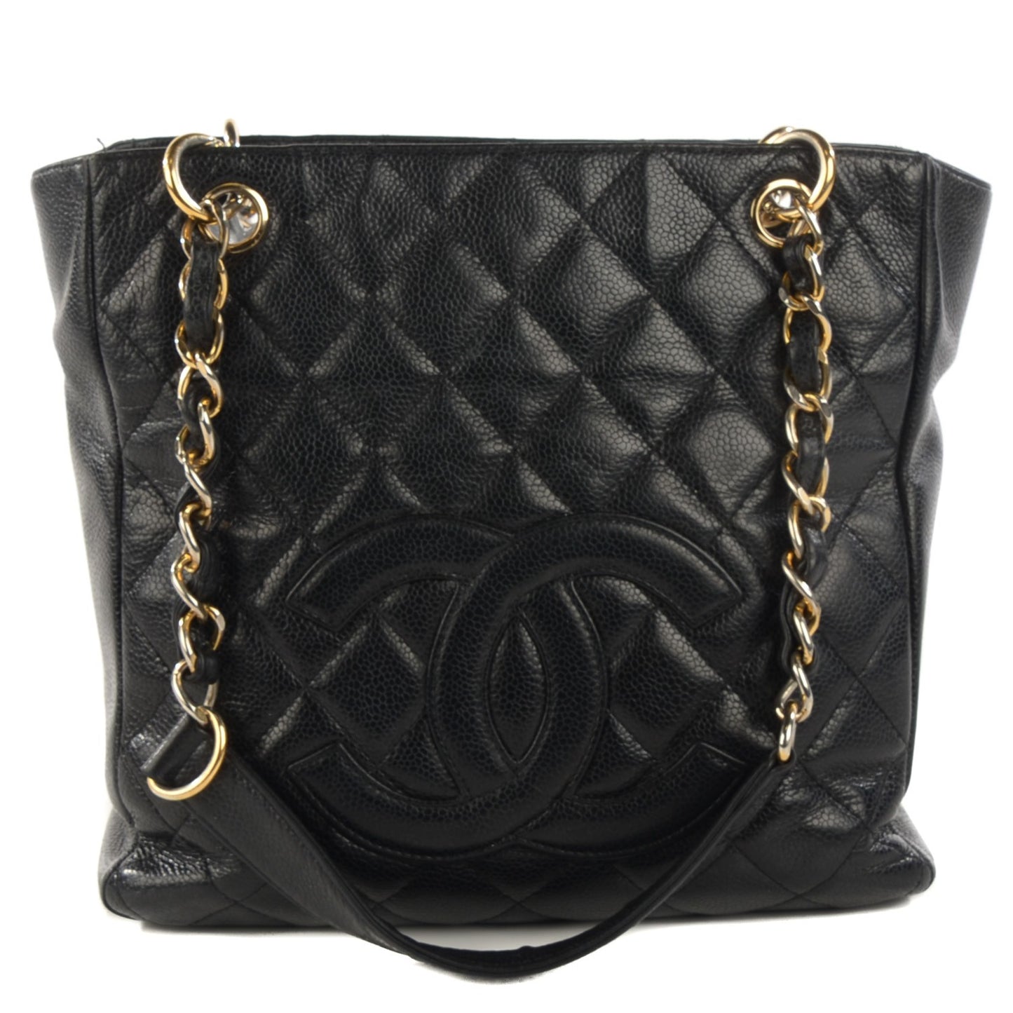 Caviar Quilted Petit Shopping Tote PST Black
