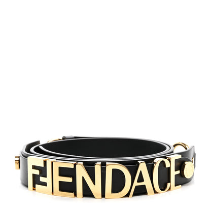 Versace X FENDI Calfskin Fendace Logo Belt 95 38 Black 1 of 5