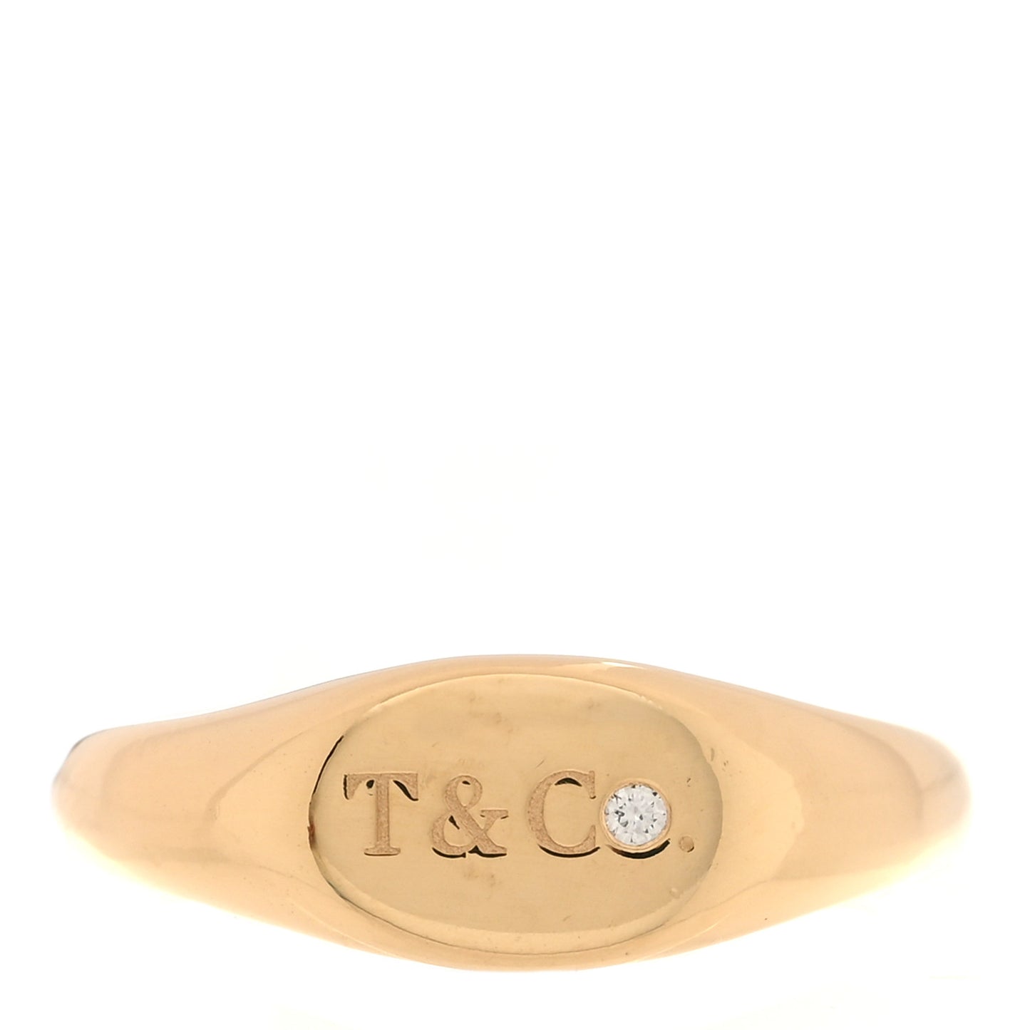 18K Yellow Gold Diamond Micro Oval Signet Ring 42 2.75