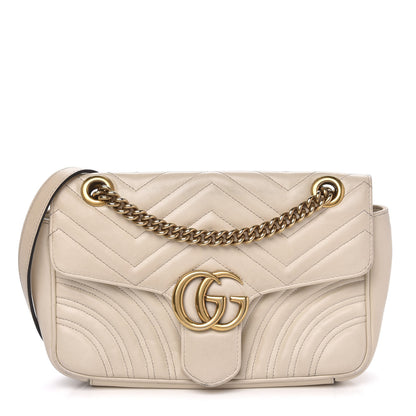 Gucci Calfskin Matelasse Small GG Marmont Shoulder Bag White 1 of 13