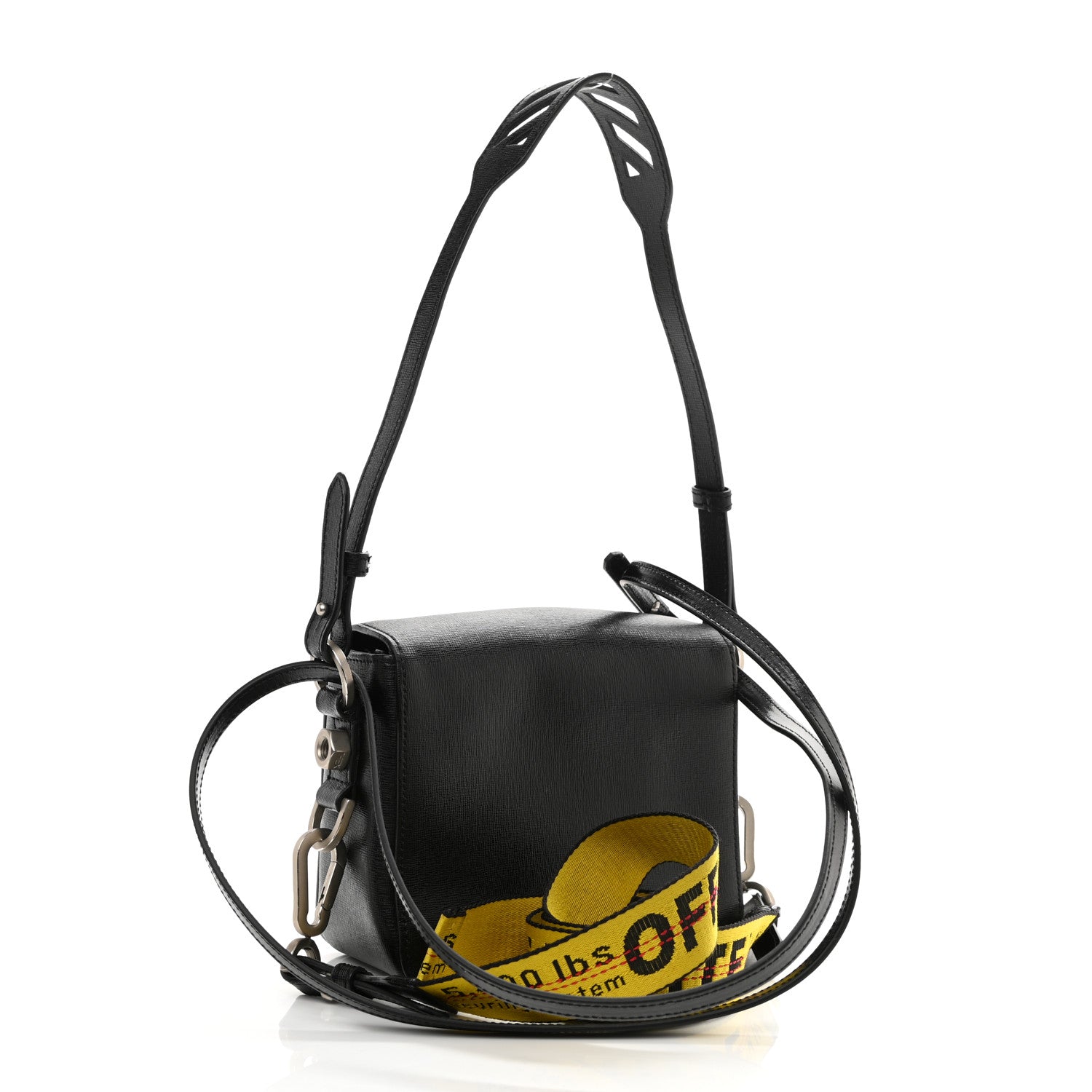 Off-White Calfskin Diag Flap Bag Black White 4 of 13