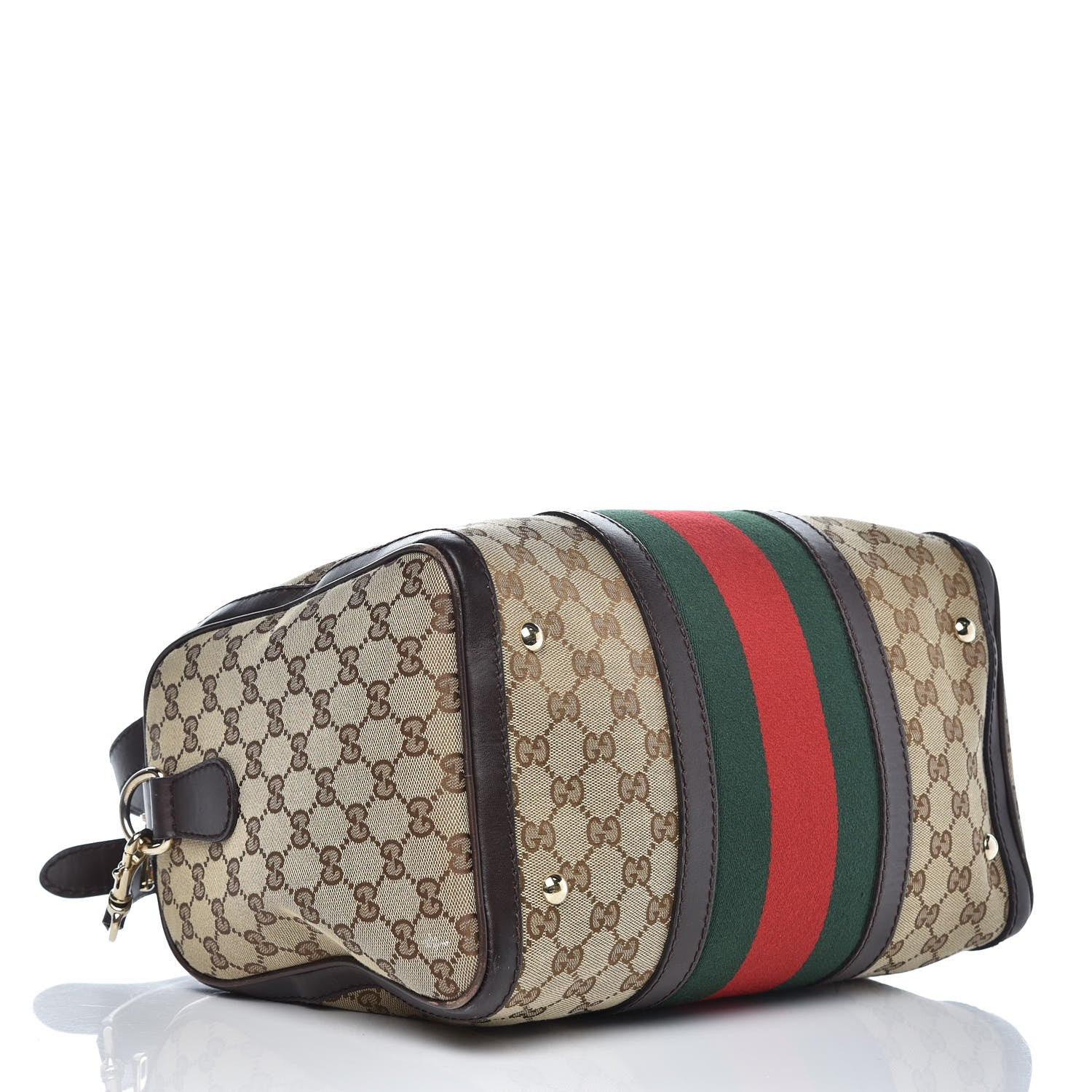 Gucci Monogram Vintage Web Medium Boston Dark Brown 4 of 14