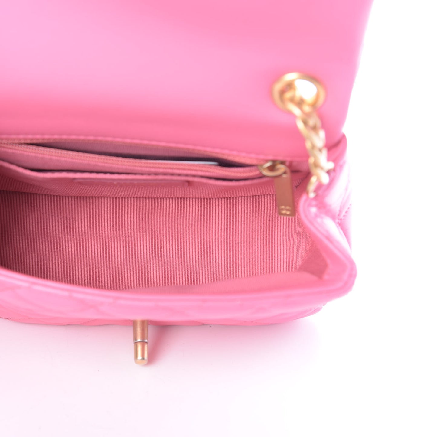 Lambskin Resin Quilted Mini Pearl Samba Square Flap Pink