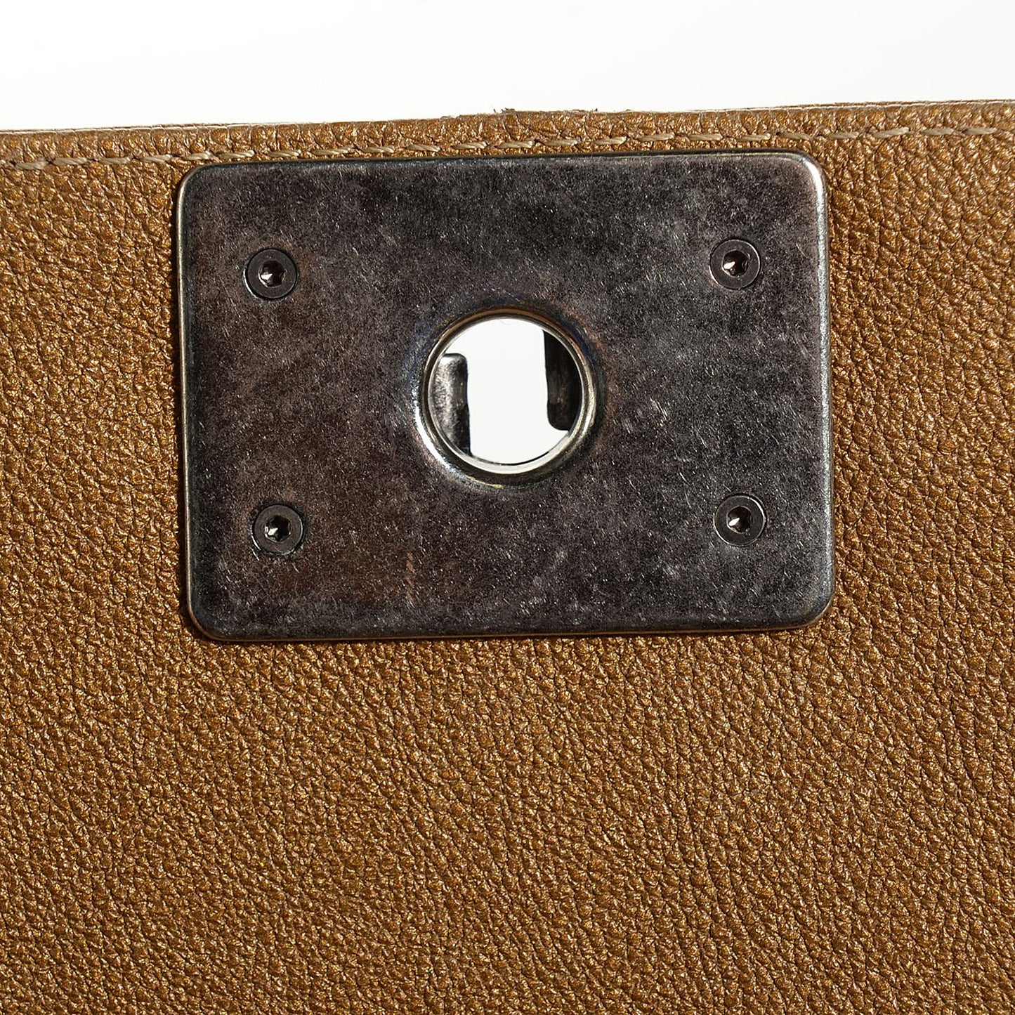 Metallic Calfskin Quilted Medium Boy Flap Dark Gold