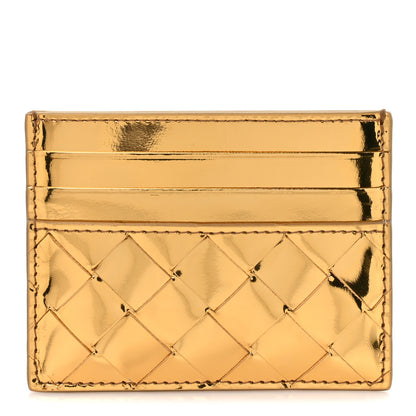 Bottega Veneta Metallic Nappa Intrecciato Card Case Gold 1 of 8