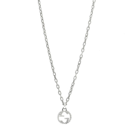 Gucci Sterling Silver Small Textured Interlocking G Pendant Necklace 2 of 14