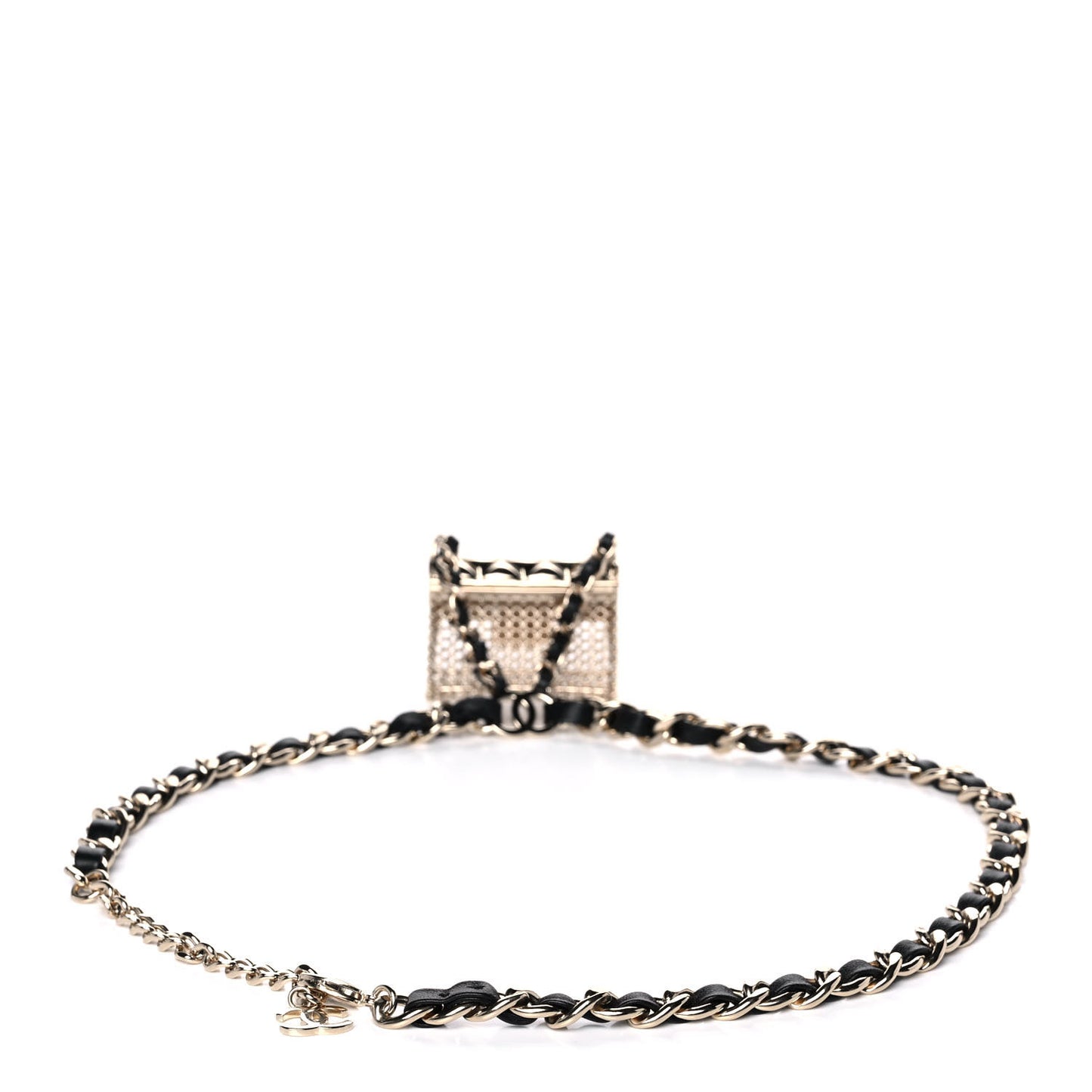 Lambskin Chain CC Flap Bag Belt 80 Black Gold