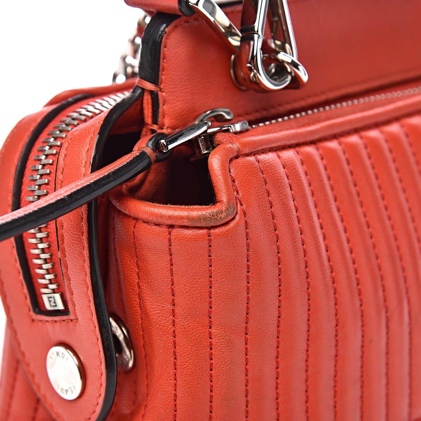 Shiny Nappa Trapuntata Small DotCom Click Top Handle Chain Satchel Papavero