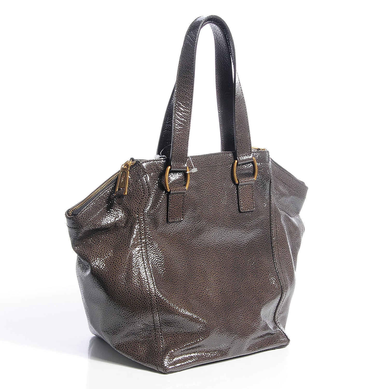 Saint Laurent Pebbled Patent Small Downtown Grey 3 of 8