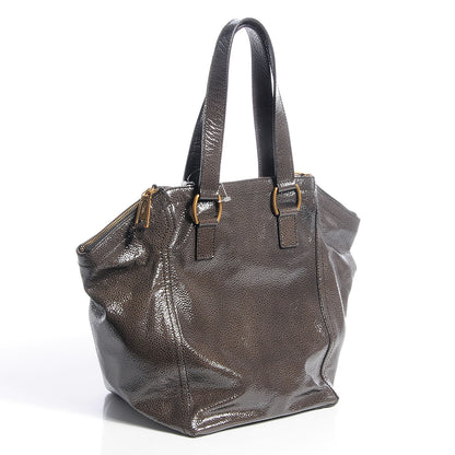 Saint Laurent Pebbled Patent Small Downtown Grey 3 of 8