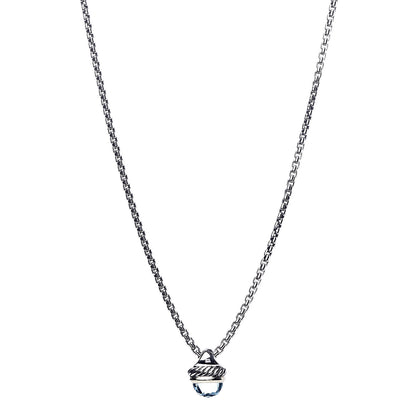 David Yurman Sterling Silver 14K Yellow Gold Blue Topaz 10mm Acorn Pendant Necklace 1 of 6