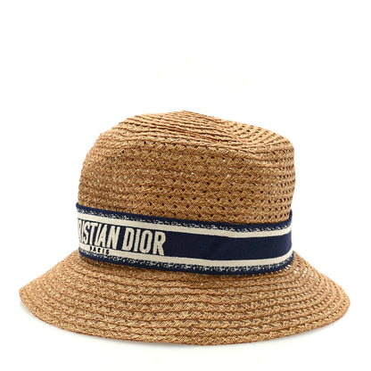 Christian Dior Straw Embroidered D-Bobby Bucket Hat 57 Natural 2 of 7