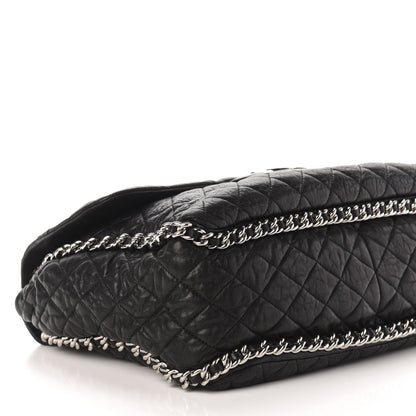 Chanel Washed Lambskin Quilted Maxi Chain Around Flap Black 8 of 10