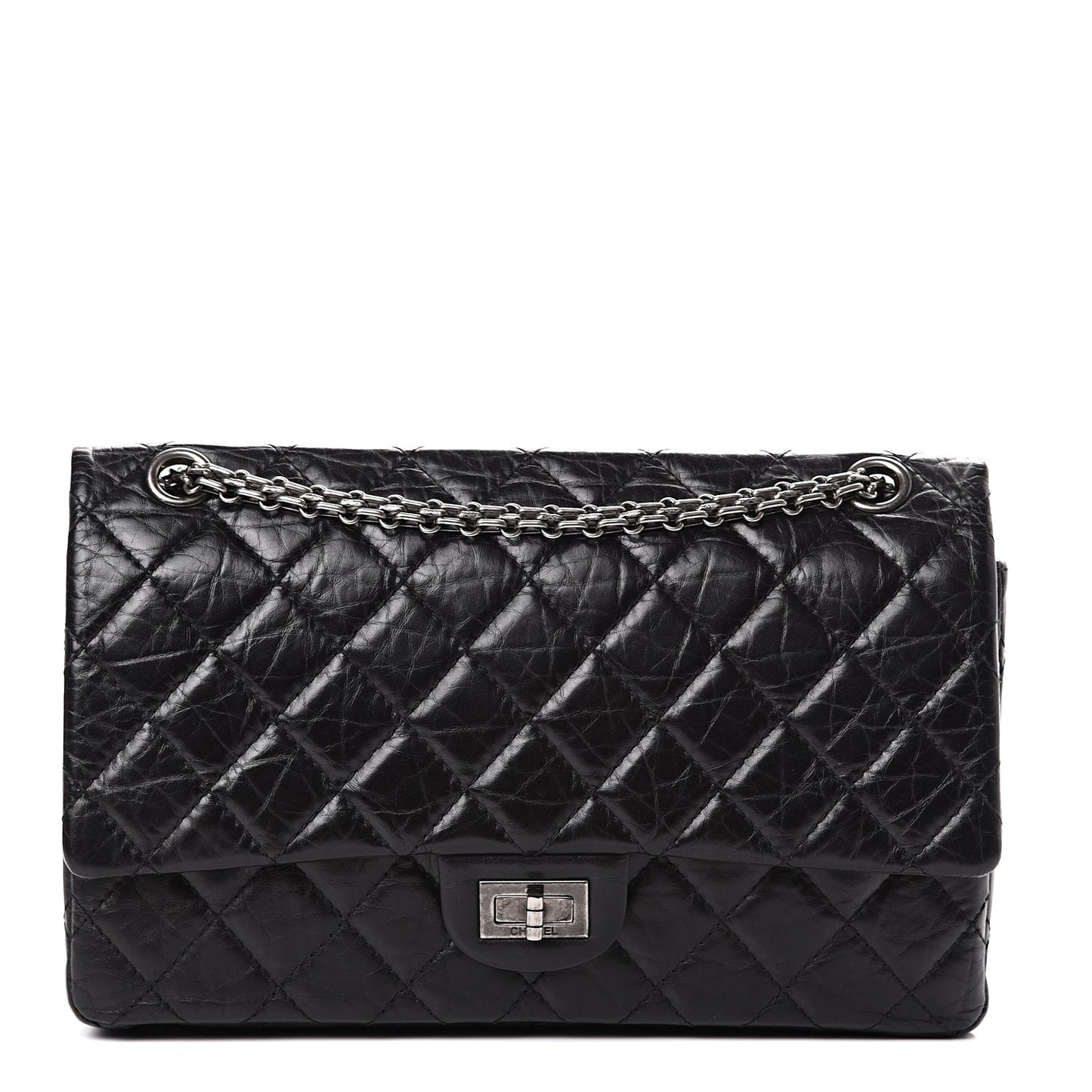 Aged Calfskin Quilted 2.55 Reissue 226 Flap Black