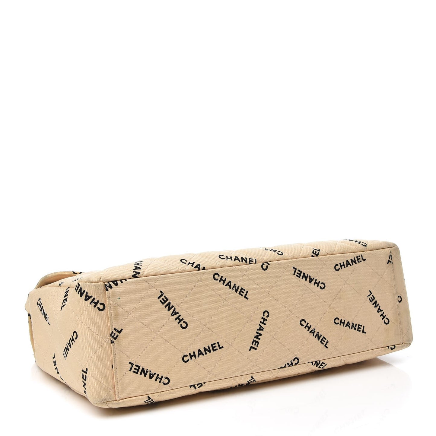 Canvas Quilted XL Jumbo Single Flap Beige