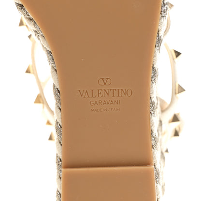 Valentino Garavani Calfskin Rockstud Ankle Strap Torchon Espadrille Caged 25/95mm Wedge Sandals 37 White 13 of 18
