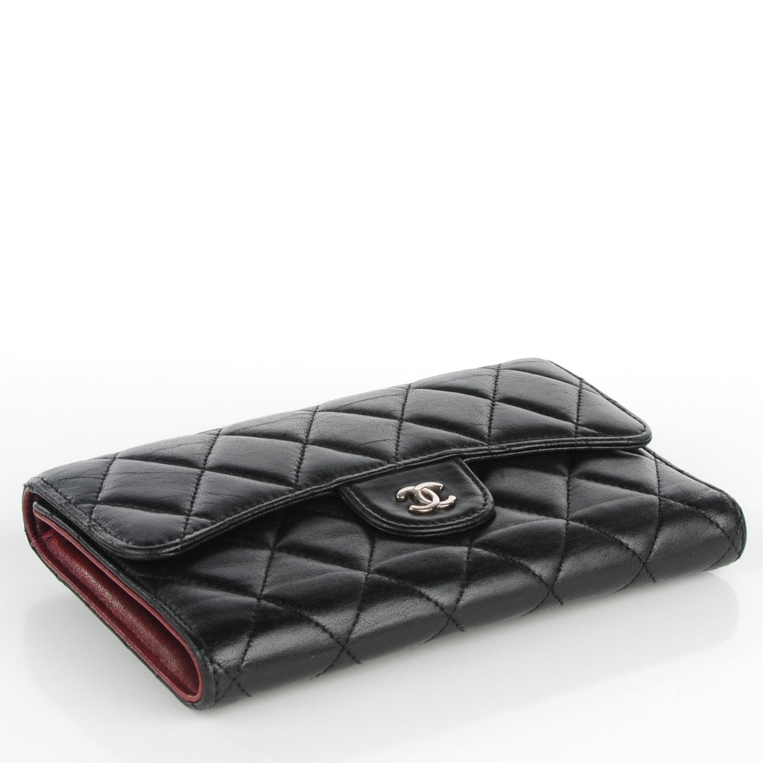 Chanel Lambskin Quilted Large Flap Wallet Black 4 of 8