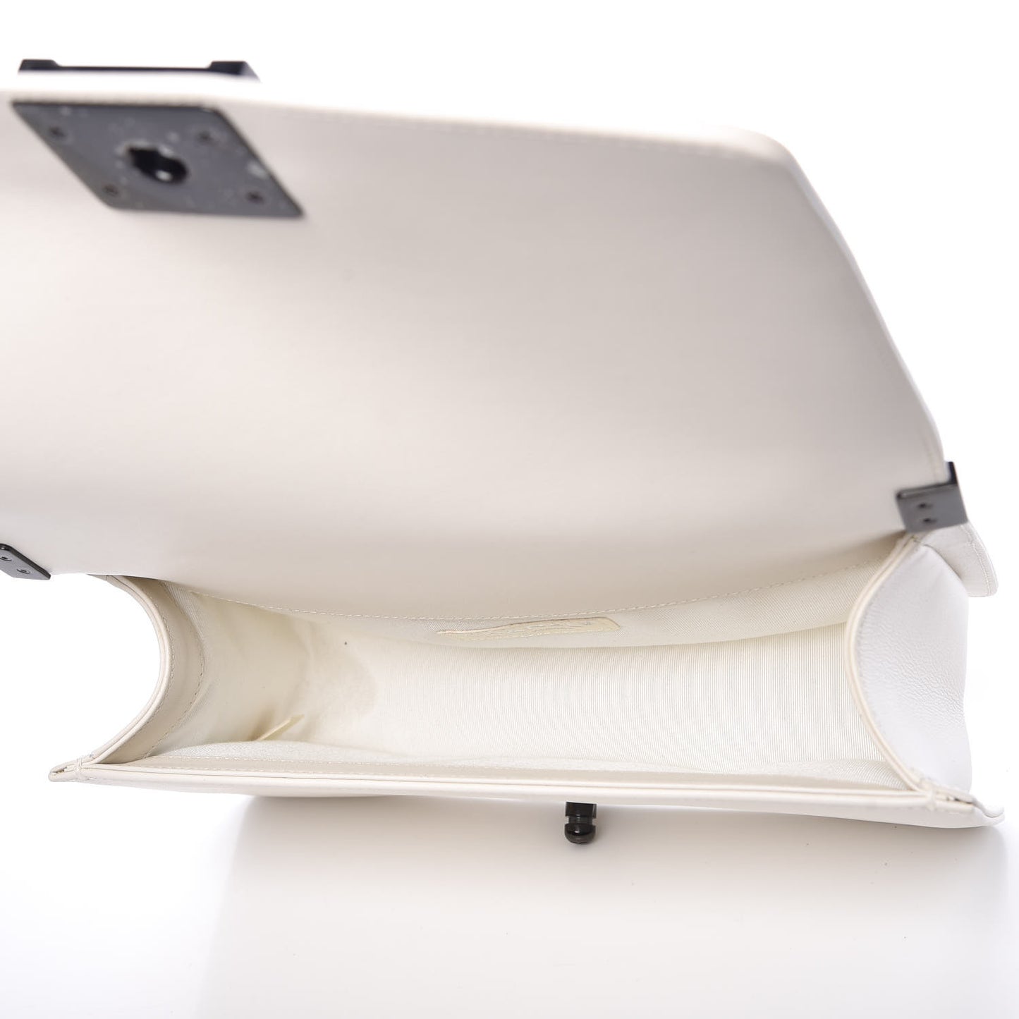 Calfskin Quilted Medium Boy Flap White