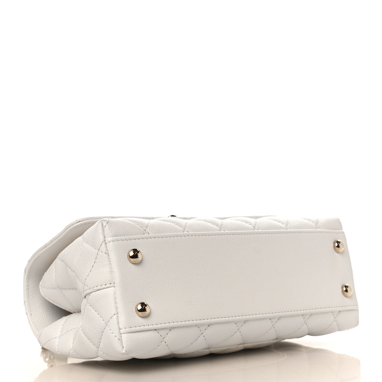 Caviar Quilted Mini Coco Handle Flap White