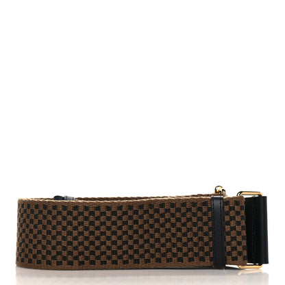 Fendi Ribbon Vitello King Logo Embossed Gingham Woven Adjustable Strap You Panna Black 2 of 5