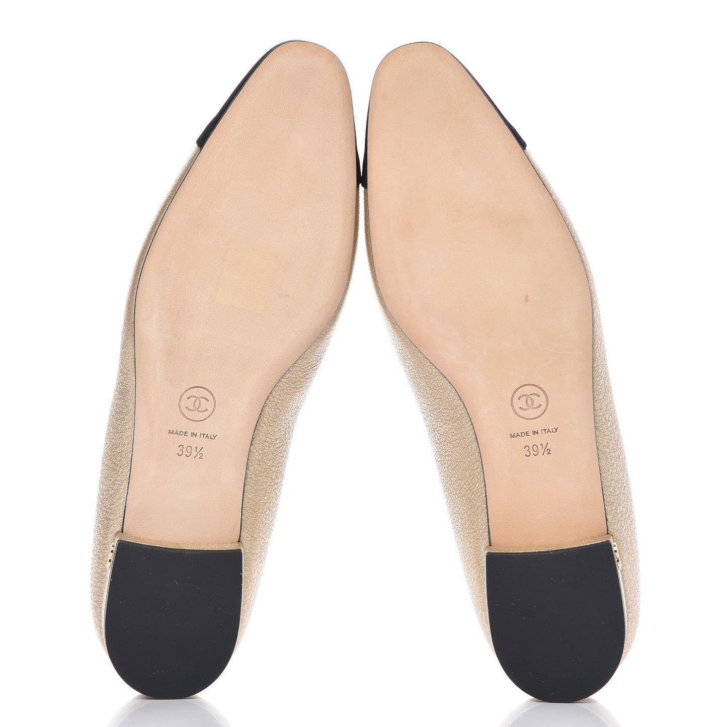 Metallic Lambskin Cap Toe Ballerina Flats 39.5 Gold Black