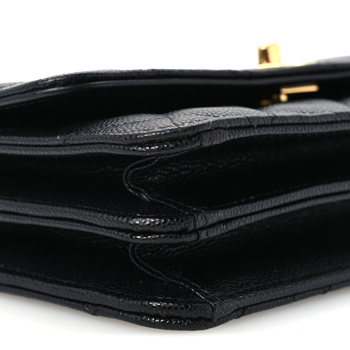 Chanel Shiny Caviar Quilted Flap Charm Wallet On Chain WOC Black 10 of 12