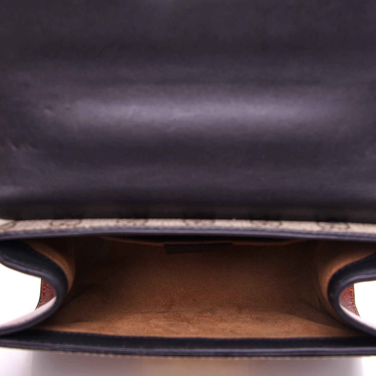 GG Supreme Monogram Calfskin Small Padlock Shoulder Bag Beige Black Cuir