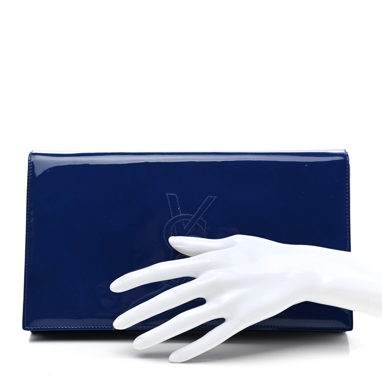 Patent Calfskin Monogram Large Belle De Jour Clutch Royal Blue