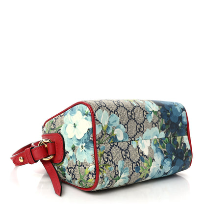 Gucci GG Supreme Monogram Blooms Mini Boston Navy Blue Hibiscus 4 of 16