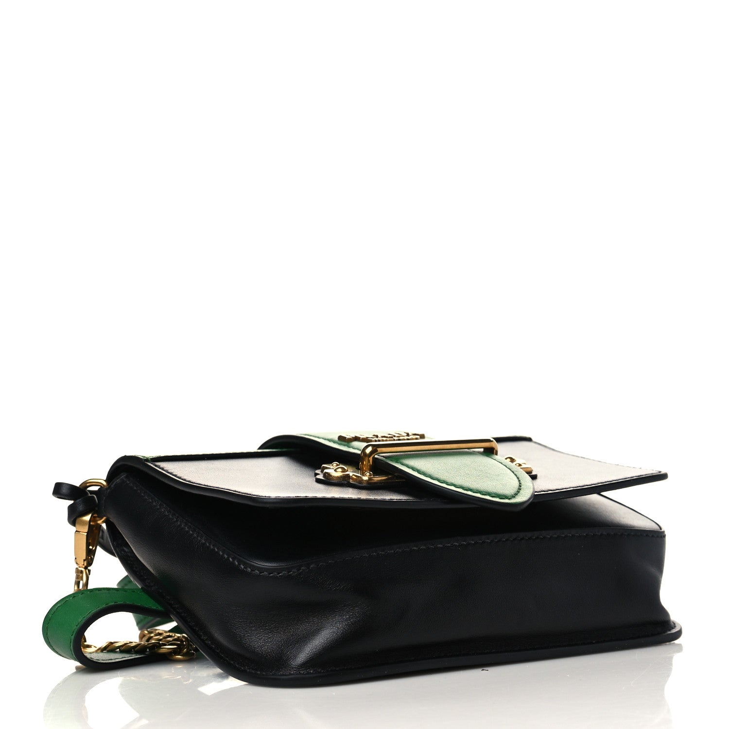 Prada Saffiano City Calf Cahier Belt Bag Black Verde 3 of 6