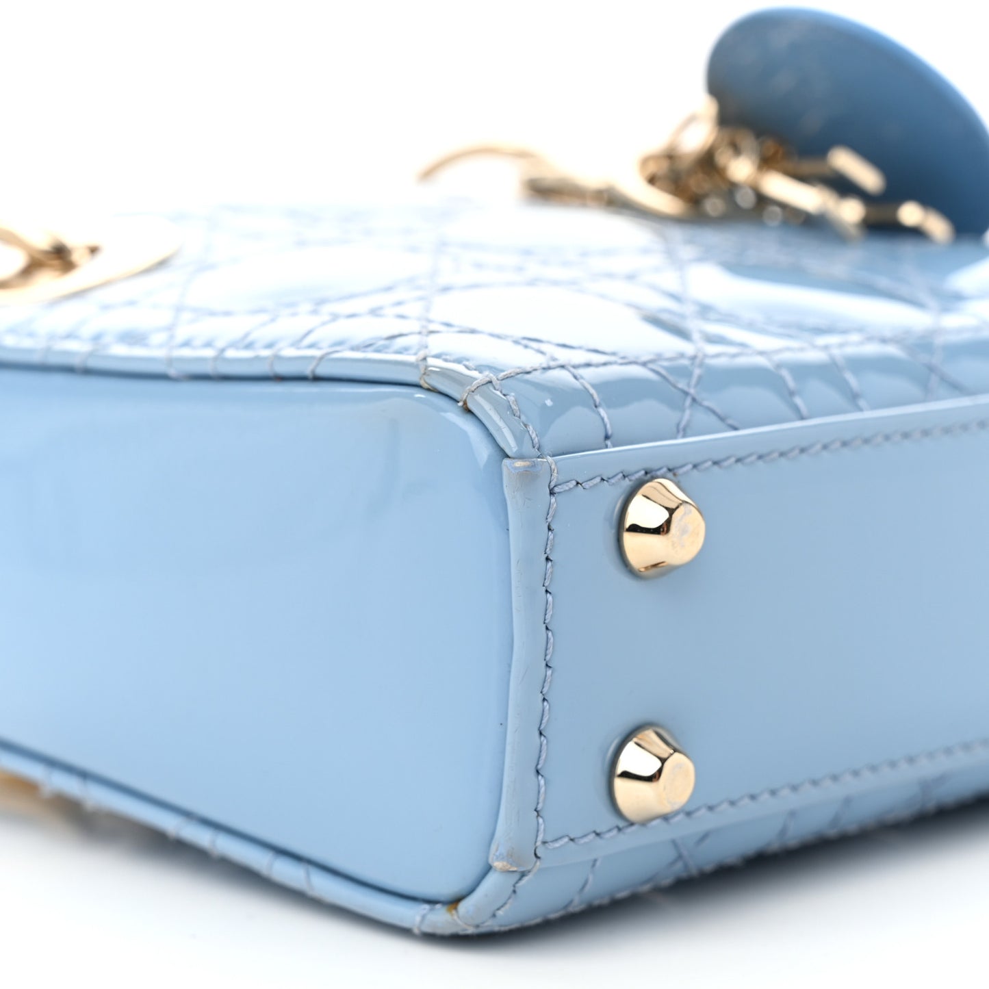 Patent Cannage Micro Lady Dior Cornflower Blue