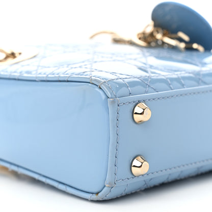 Christian Dior Patent Cannage Micro Lady Dior Cornflower Blue 8 of 12
