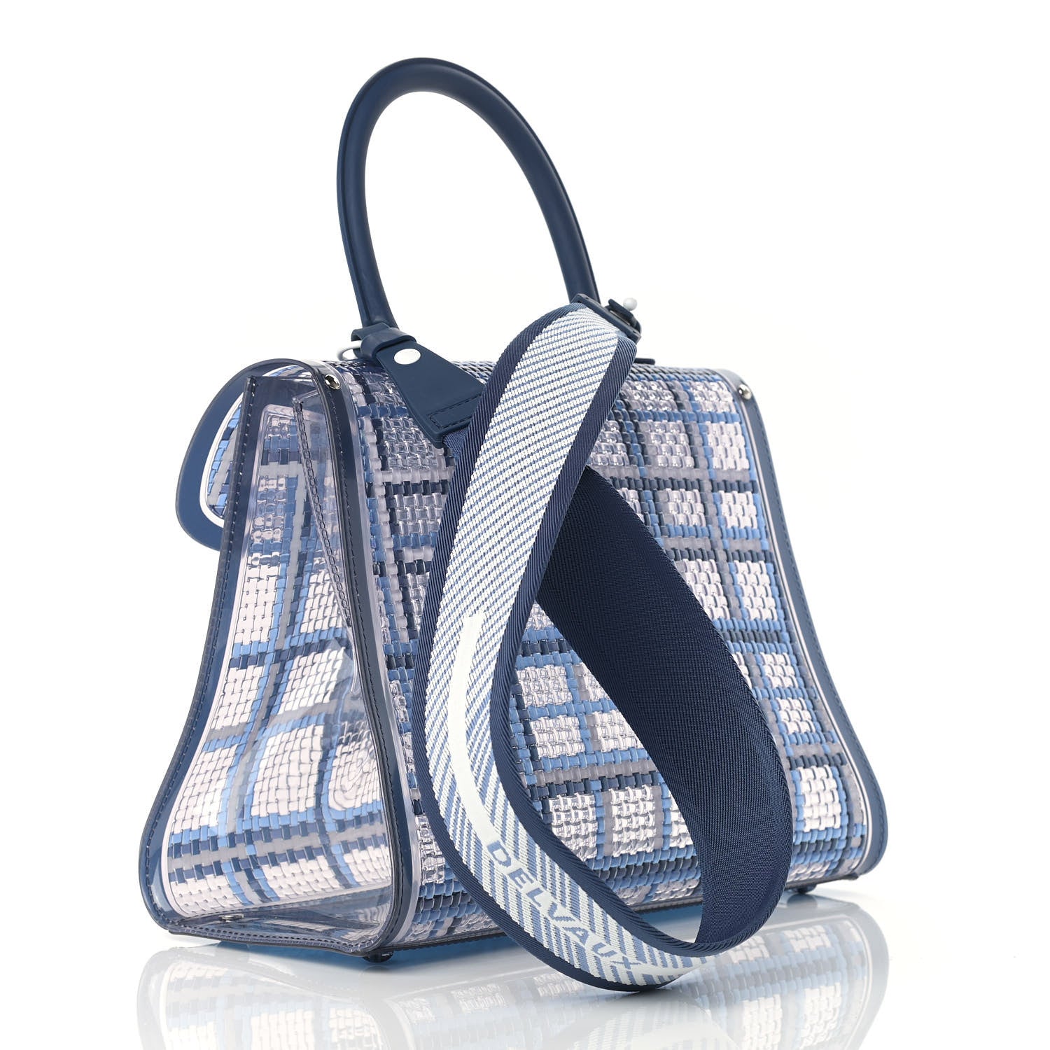 Delvaux Vinyl Gingham The Dreamer MM Brillant Satchel Navy 3 of 10