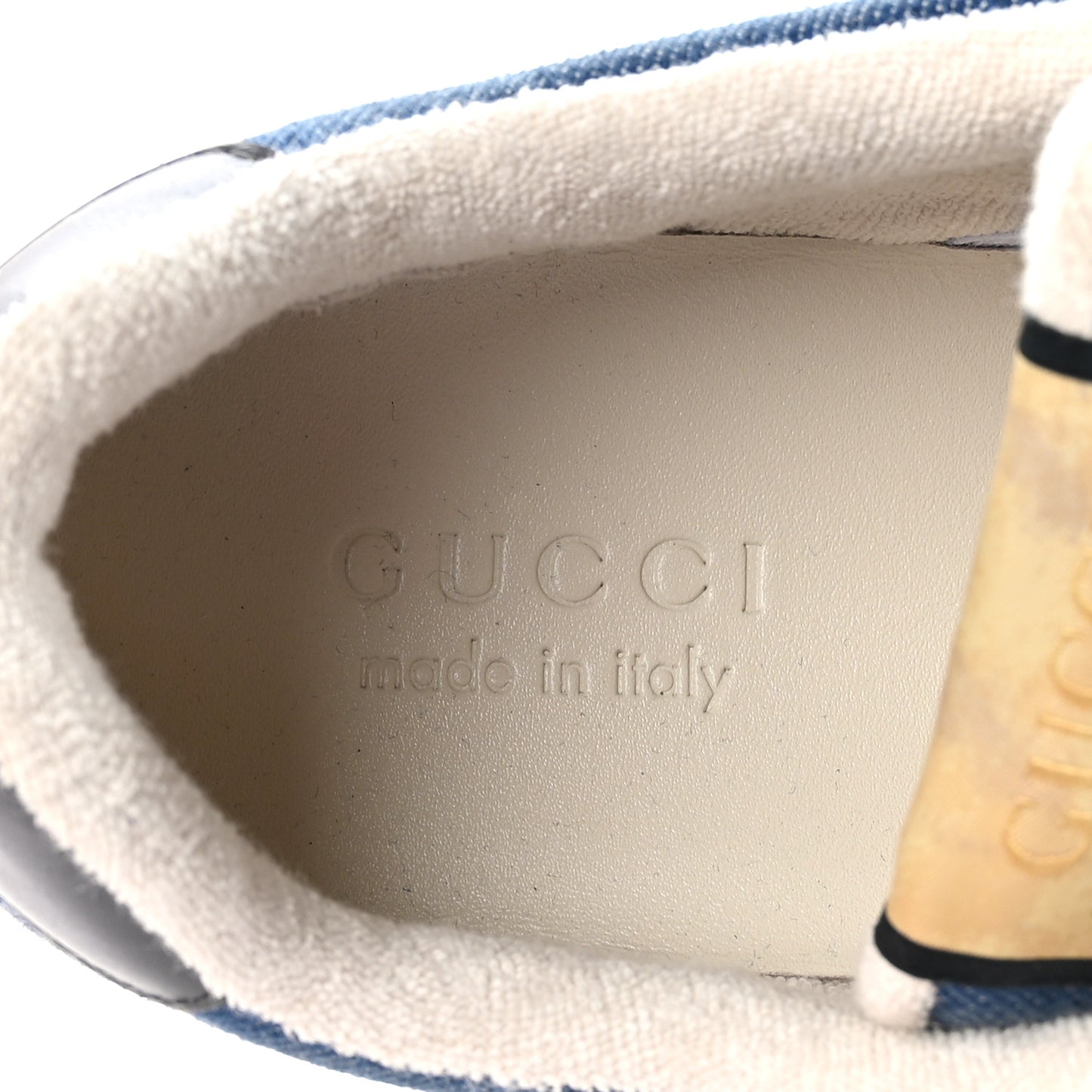 Denim GG Monogram Calfskin Web Mens Screener Sneakers 8 Blue