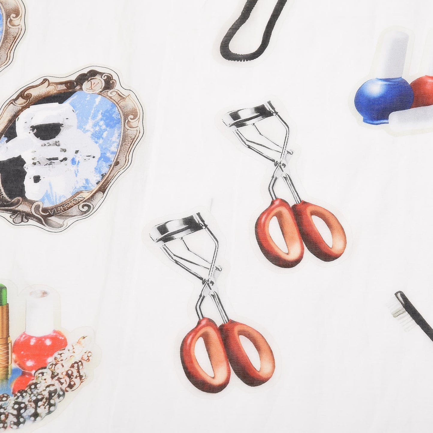 Cotton Silk Stickers Animation Stole White