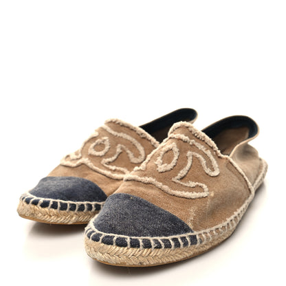 Chanel Canvas CC Espadrilles 39 Beige Black 3 of 10