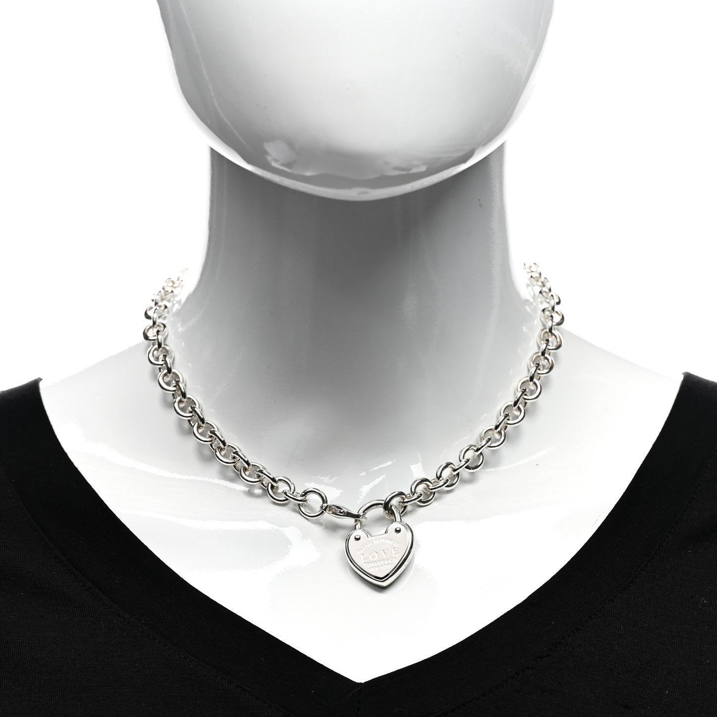 Sterling Silver Return To Tiffany Love Heart Lock Pendant Necklace