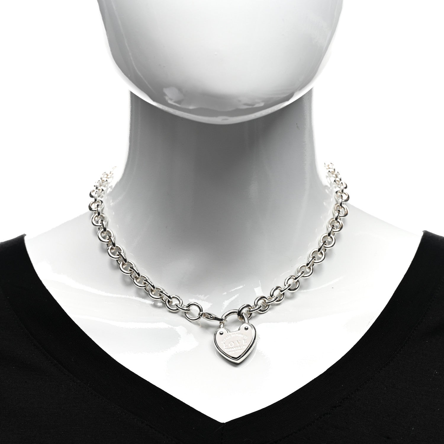 Tiffany Sterling Silver Return To Tiffany Love Heart Lock Pendant Necklace 2 of 4
