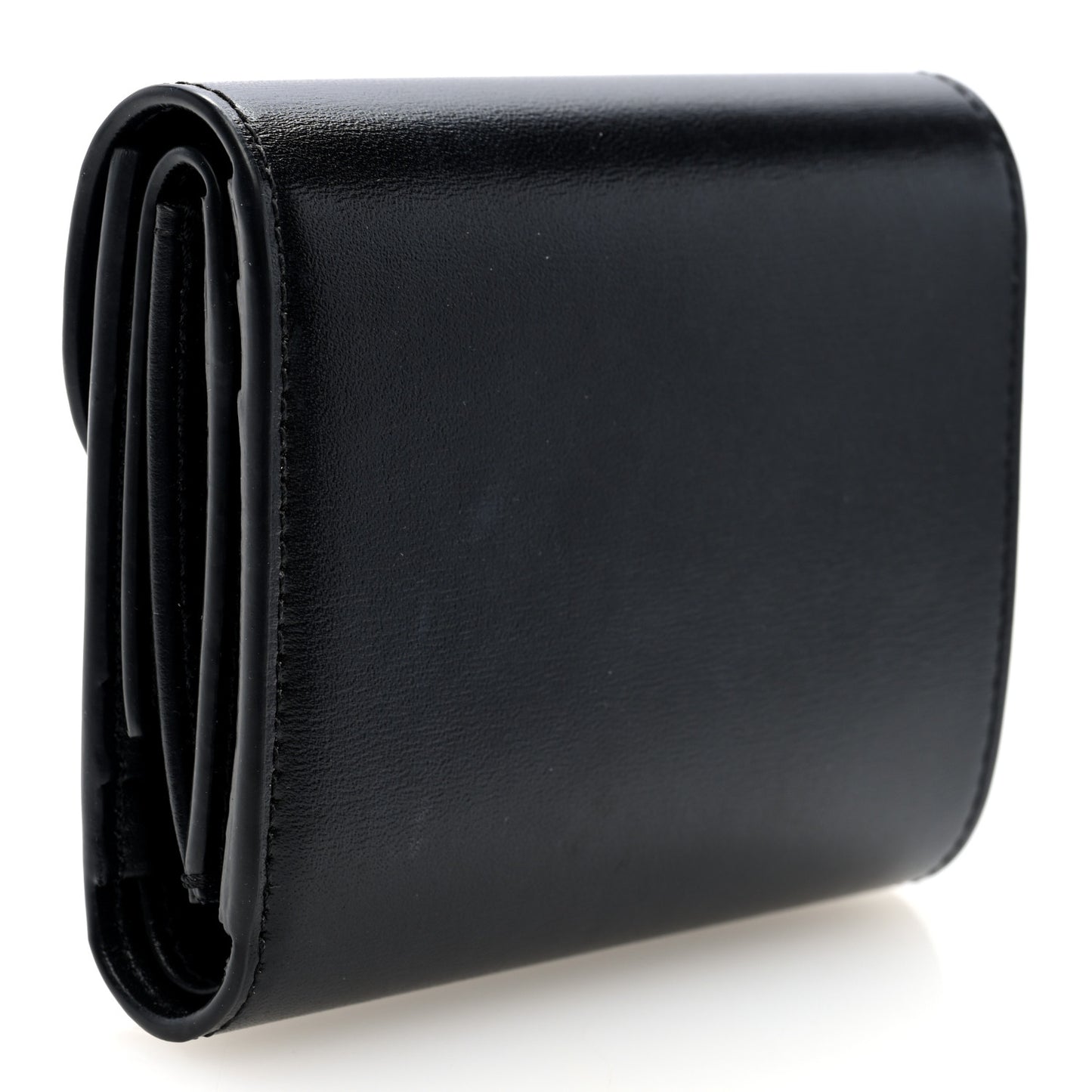 Shiny Smooth Lambskin Small Triomphe Wallet Black