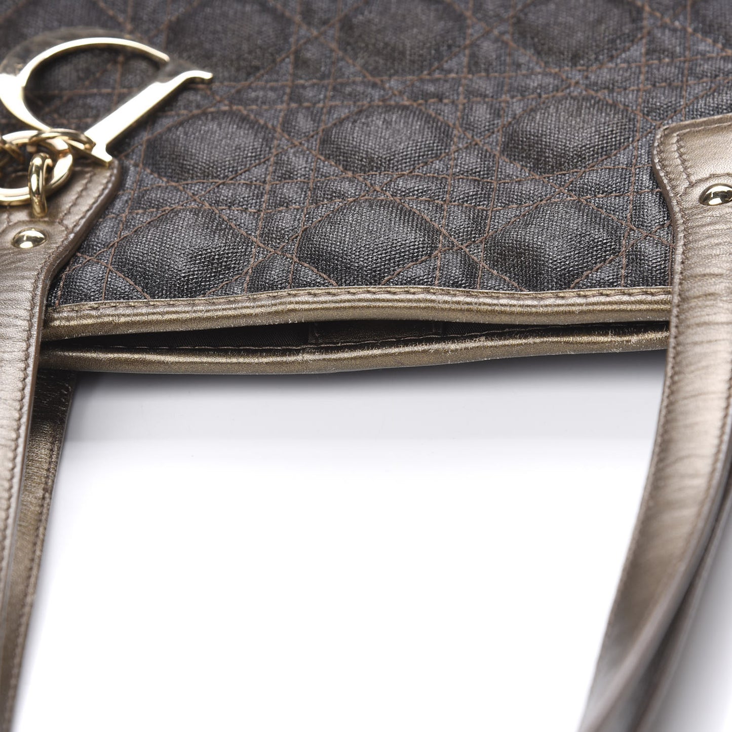 Coated Canvas Cannage Medium Panarea Tote Bronze