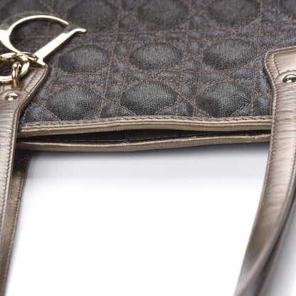 Christian Dior Coated Canvas Cannage Medium Panarea Tote Bronze 9 of 16