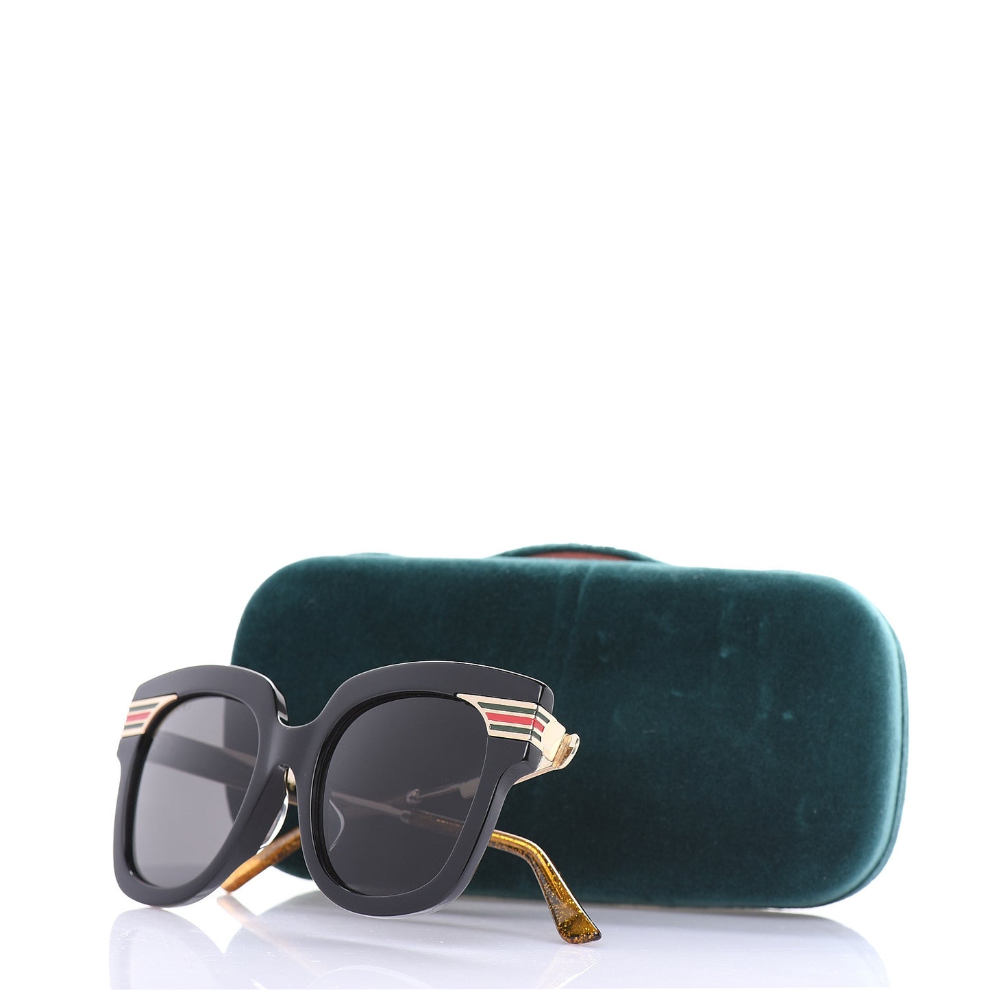 Acetate Square Frame Web Sunglasses GG0281SA Black
