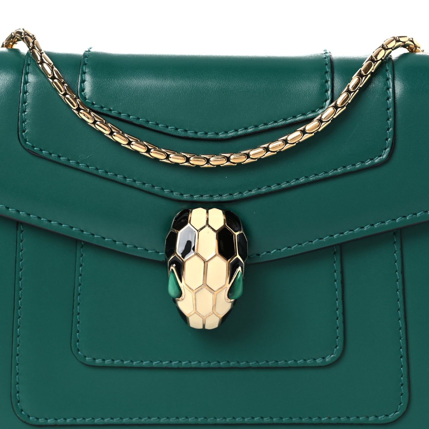 Calfskin Small Serpenti Forever Snake Strap Crossbody Bag Emerald Green