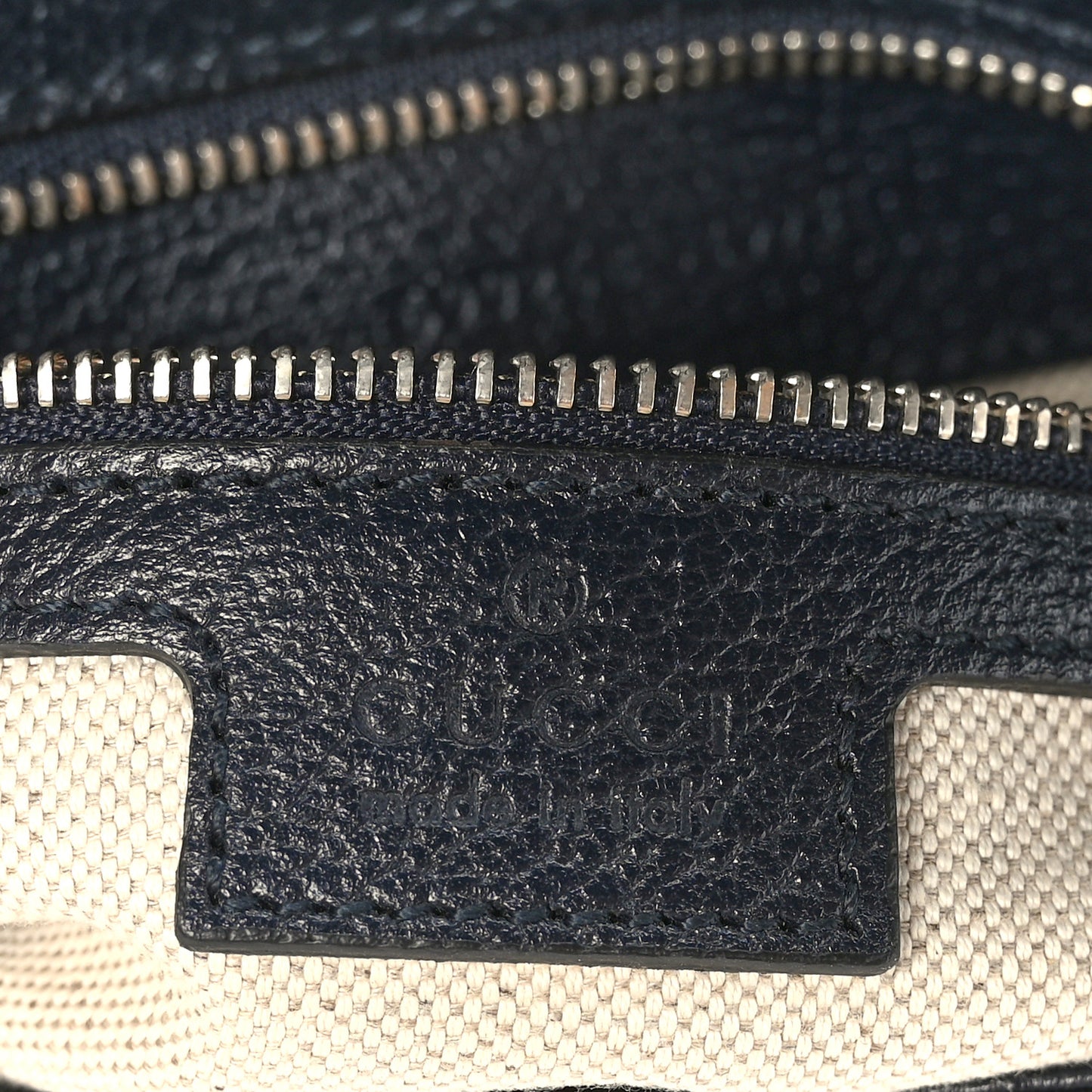 GG Supreme Monogram Textured Dollar Calfskin Blondie Chain Shoulder Flap Bag Beige Blue