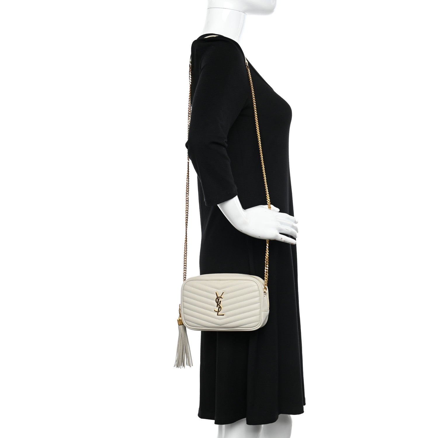 Saint Laurent Grain De Poudre Matelasse Monogram Mini Lou Camera Bag Crema Soft 2 of 10
