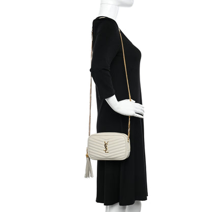 Saint Laurent Grain De Poudre Matelasse Monogram Mini Lou Camera Bag Crema Soft 2 of 10