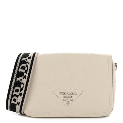 Prada Vitello Daino Soft Flap Crossbody White 1 of 11