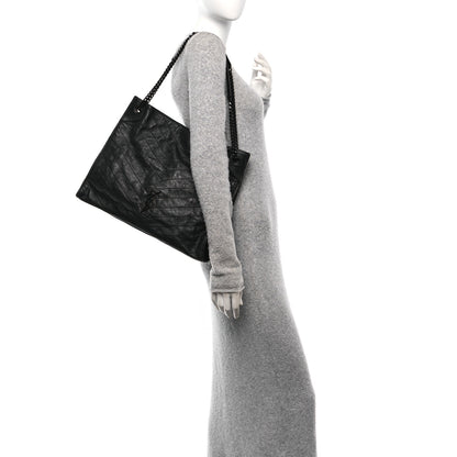 Saint Laurent Crinkled Calfskin Matelasse Monogram Large Niki Shopper Tote Black 2 of 10