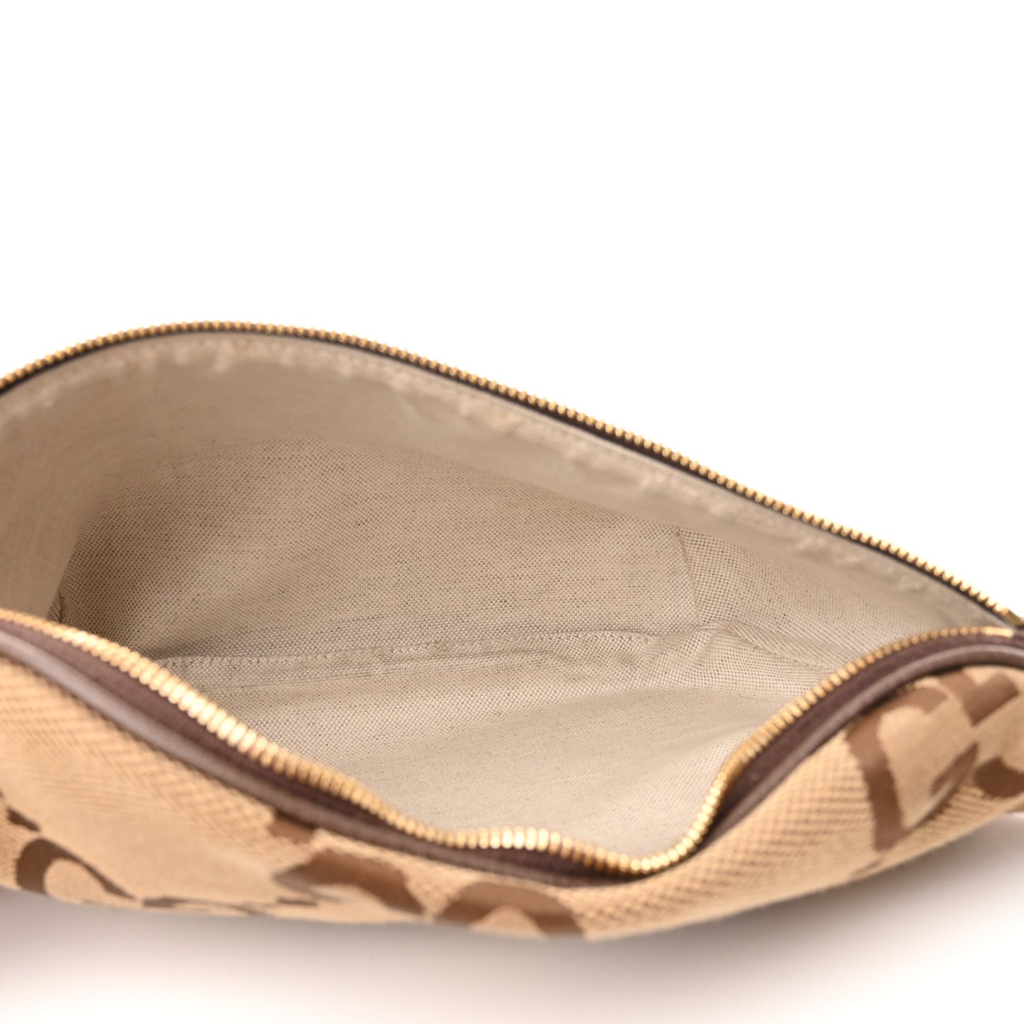 Monogram Jumbo GG Textured Dollar Calfskin Web Belt Bag Camel Ebony New Acero